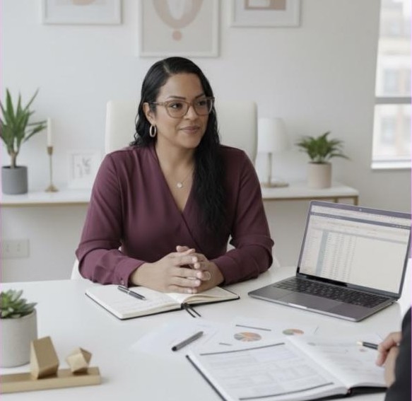 Asesora en reunión con un cliente